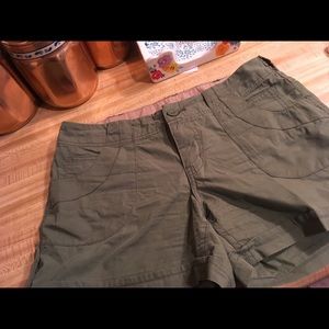 BCG Olive Green Shorts Button Hem